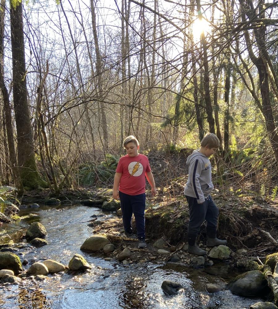 Kids in a stream